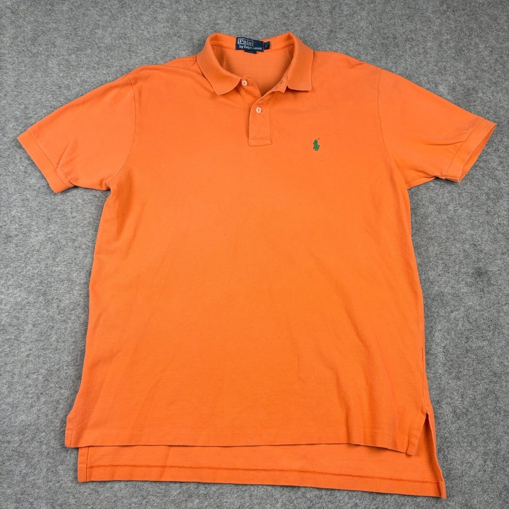 Polo Ralph Lauren Polo Shirt Men L Orange Short Sleeve Pique Pony Golf Old Money